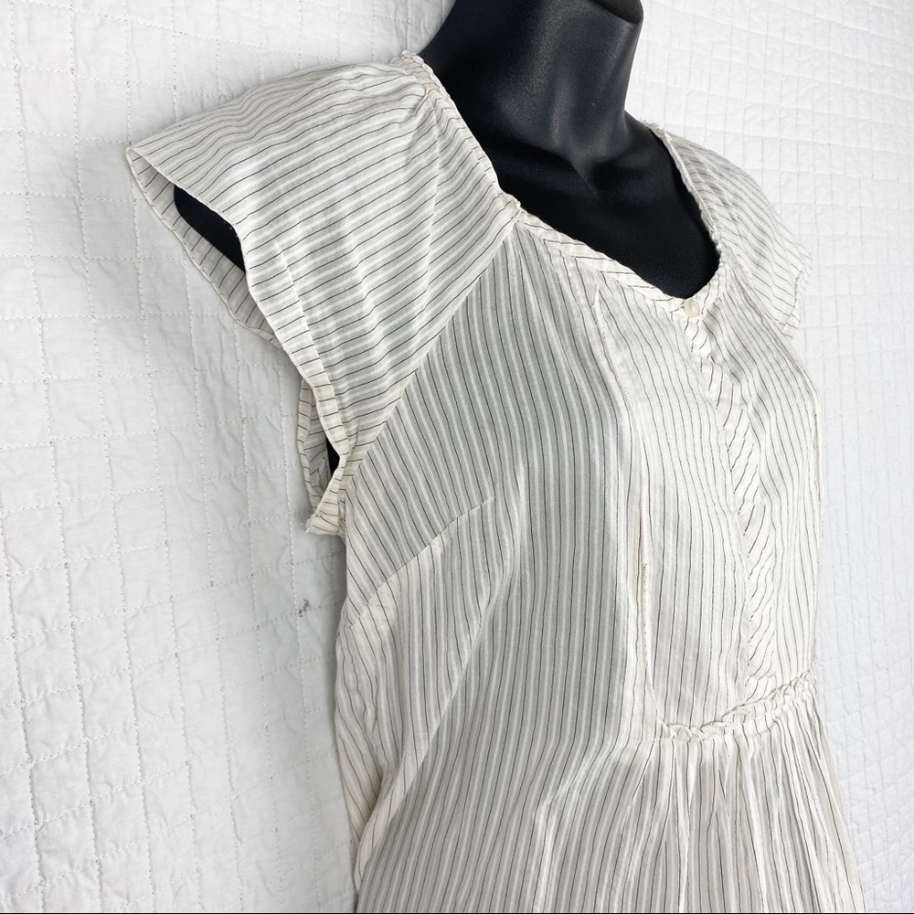 Ann Taylor LOFT Sheer Antique White Pinstripe Top - Picture 2 of 6